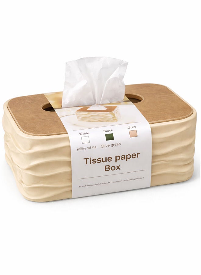 Beige Modern Tissue Box Cover with Lid – Decorative Rectangular Tissue Holder for Bathroom, Living Room, Bedroom & Office Beige